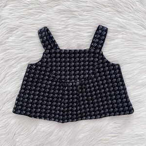 Janie and Jack Black Silver Metallic Floral Sleeveless Tank Top Shirt